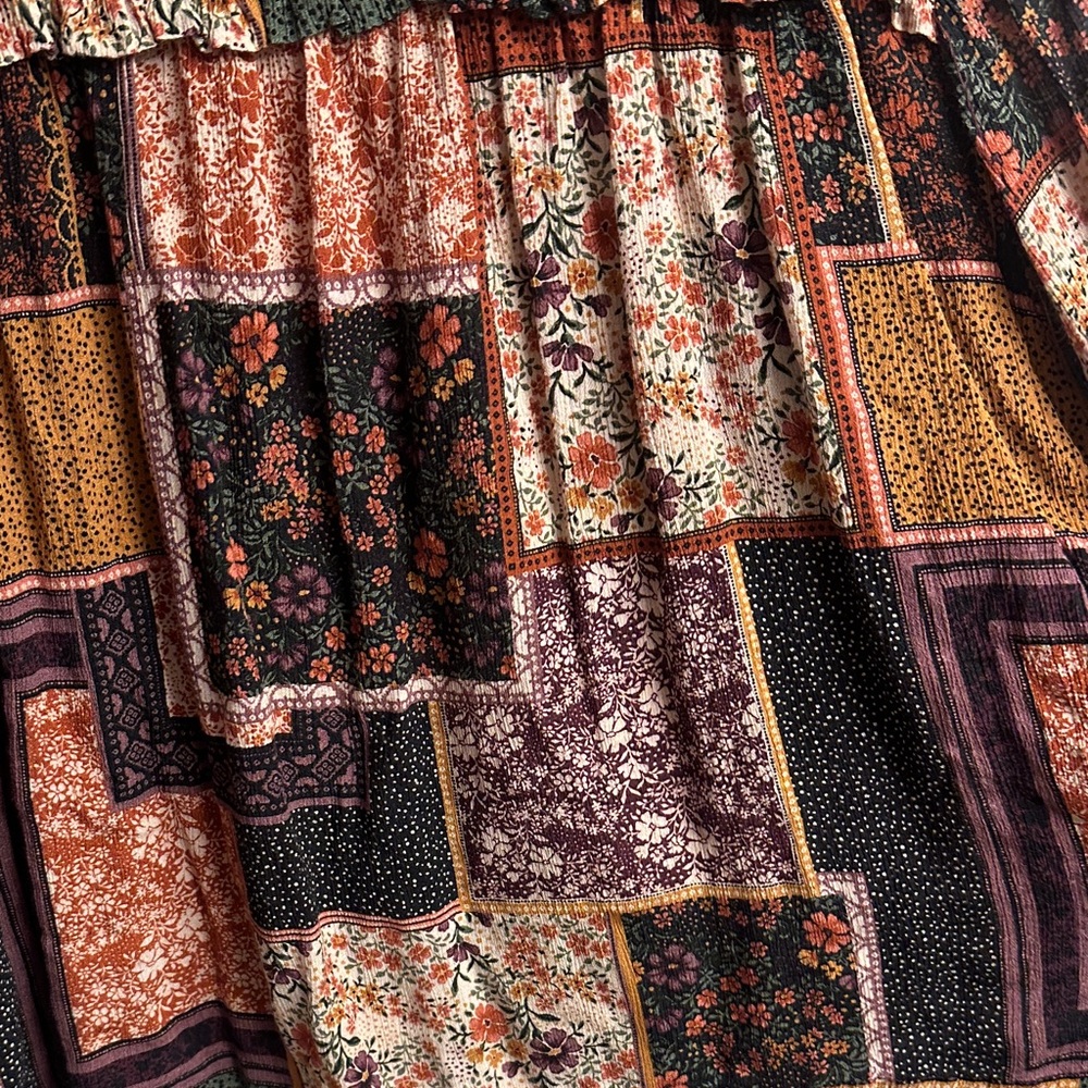 Olivaceous Multicolor Patchwork Blouse - image 4